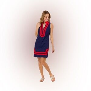 RARE! Sail To Sable x The Lucky Knot Classic Sleeveless Knit Dress in Navy/Red S